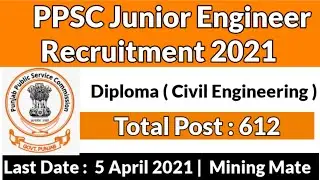 PPSC Junior Engineer Civil Recruitment 2021 | PPSC JE Recruitment 2021 | Latest Punjab Jobs 2021