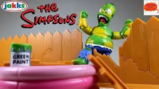SMASH! The Simpsons Furious Homer Jakks Pacific Action Figure Review Green Paint Kiddie Pool Fence