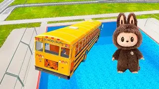 BeamNG Drive: School Bus Down In Swimming Pools &ndash; Extreme Bus Crash Challenge in BMG