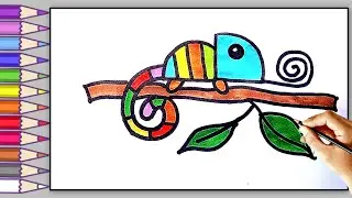 Chameleon Drawing with Colouring For Kids | Girgit Drawing