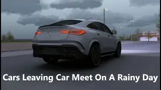 Cars Leaving Car Meet In The Rain - 2020 GLE63s AMG - 992 Turbo S - Corvette C8 - Assetto Corsa