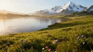 Gentle Meadow & Lake Ambience | Soft Wind, Calm Fantasy Nature