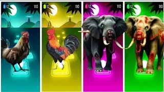 Zombie Roster 🐔 🆚 Funny Roster 🐔 🆚 Zombie Elephant 🐘 🆚 Zombie Mammoth 🦣 | White tiles hop