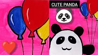 cute panda🐼//beautiful balloon painting# painting#painting#art#drawing#sketching#shorts