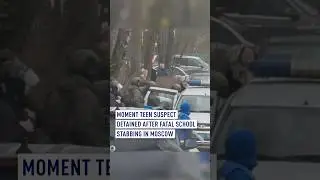 Moment teen suspect detained after fatal school stabbing in Moscow