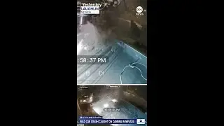 Car goes flying over backyard wall, lands on pool house roof in Nevada