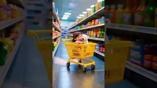 Speeding Shopping Cart and a Warm Hug #ShoppingCart #GirlAndPolarBear #SupermarketAdventure