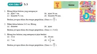 KSSM Matematik Tingkatan 2 Bab 5 bulatan jom cuba 5.3 no1 no3 buku teks form2