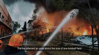 A snippet of the firefighting operations at No. 48 Tuas Crescent.