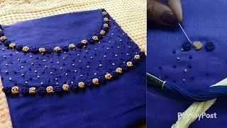 എളുപ്പത്തിൽ അടിപൊളി neck design ചെയ്യാം|hand embroidery neck design|