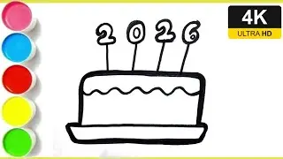 Happy new year cake special drawing || easy  step by step cake drawing || happy new year Drawing.