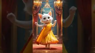 Royal Saree Cat Dance 👑💛 #catdance #viralcatshorts #cutecat  #shorts