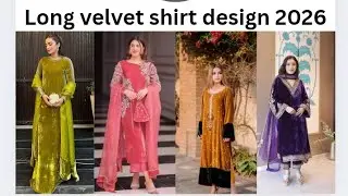 Stylish long velvet shirt design 2026/ velvet dress for weeding# velvet #winter#longshirt#weeding 