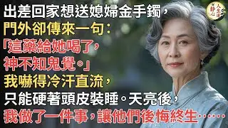【我62歲】出差回家想送媳婦金手鐲，門外卻傳來一句：「這藥給她喝了，神不知鬼覺。」我嚇得冷汗直流，只能硬著頭皮裝睡。天亮後，我做了一件事，讓他們後悔終生……