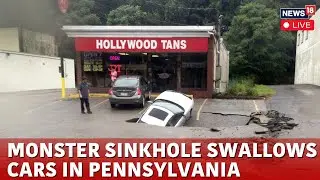 Live | Two Cars Have Been Trapped In Sinkhole In Philadelphia, Pennsylvania | News18 Live | N18G