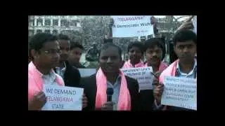 NRI TRS CELL - Peaceful Demonstration @ Gandhi Statue Central London - UPDATED