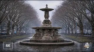 D&uuml;sseldorf Moody Winter Walk | Cloudy Skies & City Sounds | 4K HDR
