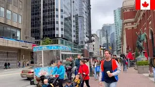 🇨🇦🌥️【HDR 4K】Cloudy Day Walk from Waterfront to Robson St - Downtown Vancouver, Canada
