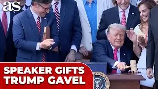 Speaker MIKE JOHNSON Gifts TRUMP the HISTORIC GAVEL from ONE BIG BEAUTIFUL BILL approval