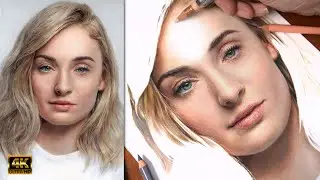 Real Time Drawing Sophie Turner in Colored Pencil || Part 3