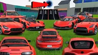 All Red SuperCars Stunts Through Ramp3 Challenge // Extreme Car  Driving Simulator // Cars Gameplay