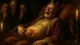 Le roi tyran qui pourrissait vivant, les vers lui rongeant les parties g&eacute;nitales