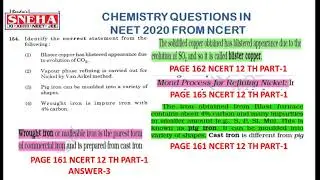 PREVIOUS YEARS NEET 2020 CHEMISTRY PAPER ANALYSIS NCERT BY UNIQUE ACADEMYCIAN