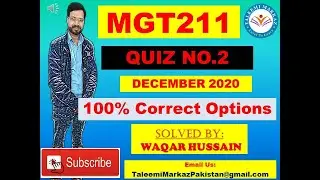 MGT211 Quiz No 2 Solution December 2020