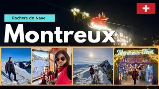 Montreux, Switzerland. Day trip from Geneva. Train ride to Rochers-De-Naye. Christmas market. Santa