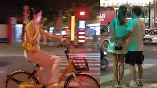 Уличная фотография ночной жизни Шанхая! Элегантная красавица, девушка из бара, энергичная девушка.