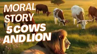 5 line moral story cows and lion story| short moral story in English for kids