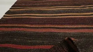 Vintage Shahsavan Persian Kilim Runner Rug, Red and Brown Stripes - Rug & Kilim - 33386