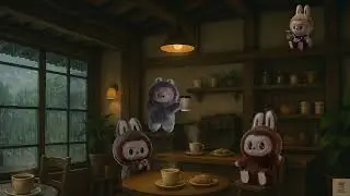 Rainy Labubu Café Ambience ☕ | Relaxing Lofi Jazz & Coffee Shop Sounds for Studying & Sleeping