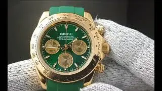 Green Daytona Homage Gold Quartz Chronograph with Seiko VK63