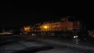 Night Time BNSF Intermodel of International Containers at the Tehachapi Depot