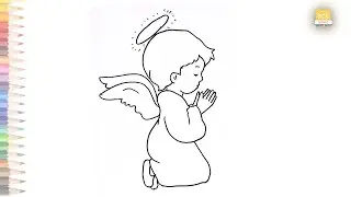 Little angel praying drawing easy | How to draw Little angel step by step | Outline drawings
