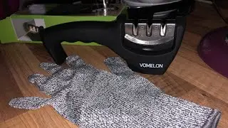 Knife sharpener, 3-stage knife sharpener with cut-resistant glove, VOMELON unboxing and instructions