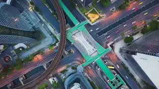 Aerial top down Hyper lapse of Traffic over big intersectio