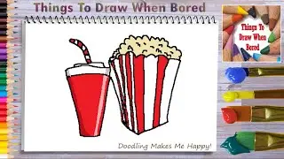 How To Draw Popcorn And Soda