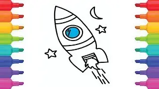 VEHICLES | HOW TO DRAW A ROCKET | LEARNING COLOURING PAGES FOR KIDS
