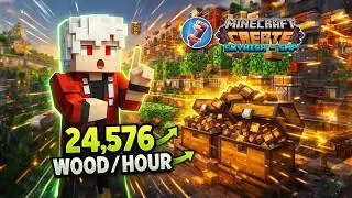 I make a UNLIMITED!! wood factory in my smp using create mod.
