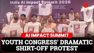 Youth Congress Storms AI Summit, Dramatic Shirt-Off Protest Inside Expo | AI Impact Summit