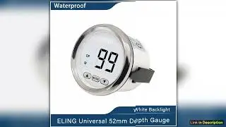 ELING Newest 52mm Digital Depth Gauge Indicator with Transducer and White Backlight for Yachts Fish