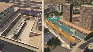 Grand Library and Sunken Light Rail Station - Cities: Skylines - Aurelia #95