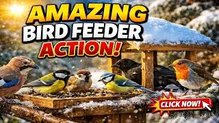 Busy Winter Bird Feeder in Sunshine ☀️ | Tits, Blackbirds, Sparrows & Jay