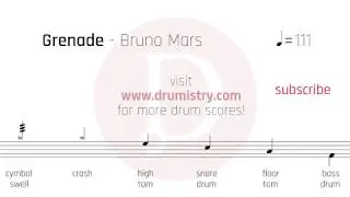 Bruno Mars - Grenade Drum Score