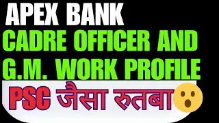 MP APEX BANK CADRE OFFICER || WORK PROFILE|| POSTING||