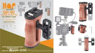 HOP GR-90 Wooden Handle Cage Rig Camera Universal Handle Grip Wood
