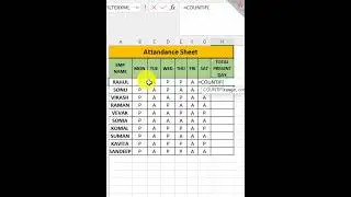 How to Calculate Attendance Sheet  Total Present Day In Excel कैसे सीखिए  #excelformula #exceltips