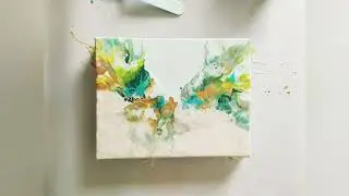 Acrylic Fluid Art - Dutch Pour - Turquoise, Green, Yellow and Gold